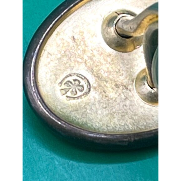 Antique Gold Tone Oval Cufflinks Floral Engraving Monogrammed EB Men Accessory - Picture 5 of 7